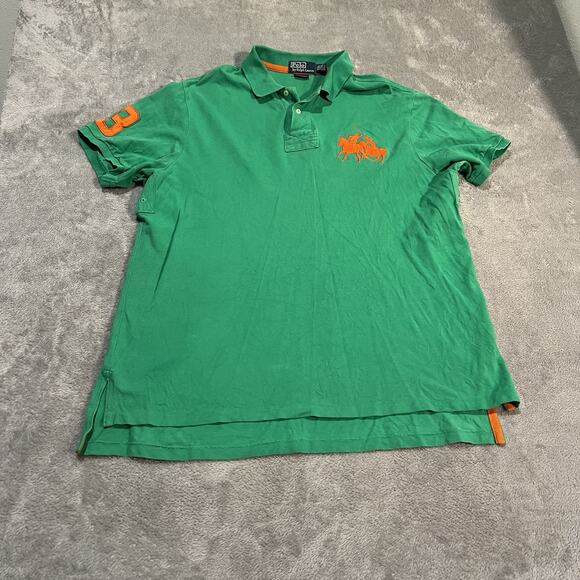 Polo Ralph Lauren Double Big Pony Polo Shirt Mens XXL 2XL Green Short Sleeve - Picture 1 of 7